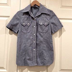 Vtg 70s/80s? western shirt, chambray, Sz S?